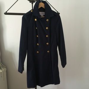 Navy Buttoned Trench-coat